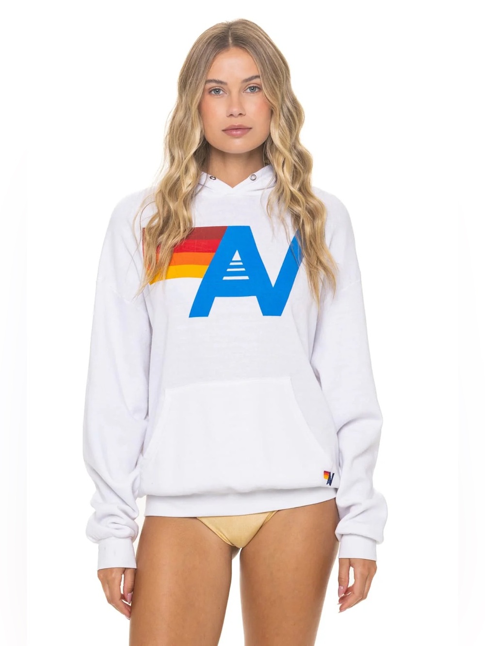 Aviator Nation White Hoodie with Colorful 'AV' Logo - Picture 13 of 14